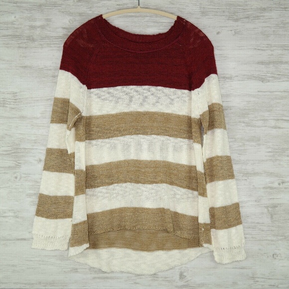 Pixley Sweaters - Stitch Fix Pixley Sweater Burgundy Beige Striped